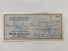 George Englund signed check