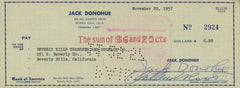 Jack Donohue signed check