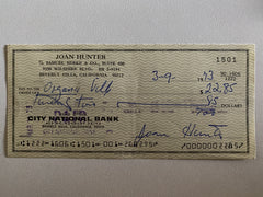 Joan Hunter signed check