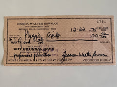 Jessica Walter signed check
