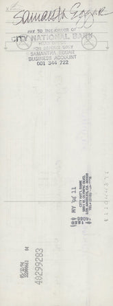 Samantha Eggar signed check