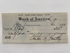 Chester Huntley signed check
