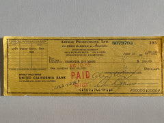 David Janssen signed check