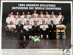 1995 Anaheim Bullfrogs signed team photo