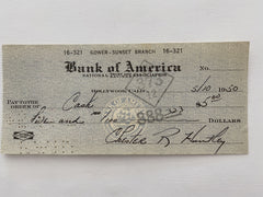 Chester Huntley signed check