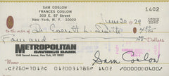 Sam Coslow signed check
