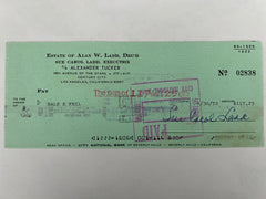 Sue Carol Ladd signed check