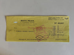 Zeppo Marx signed check