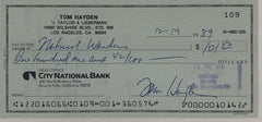 Tom Hayden signed check
