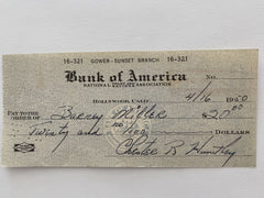 Chester Huntley signed check