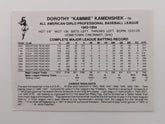 Dottie Kammie Kamenshek Signed Baseball Trading Card