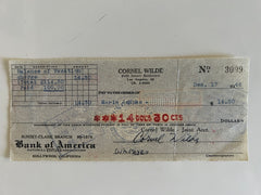 Cornel Wilde signed check