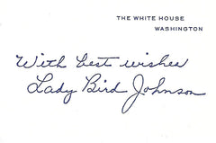 Lady Bird Johnson signed White House card