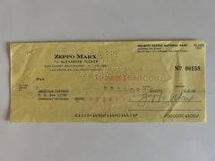 Zeppo Marx signed check