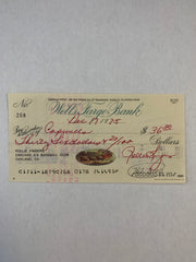 MLB superstar Rollie Fingers signed check
