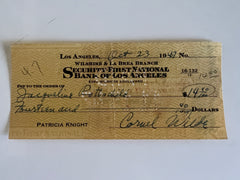 Cornel Wilde signed check