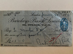 Beatrice Lillie, Lady Peel signed check