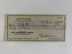 John McGivern signed check