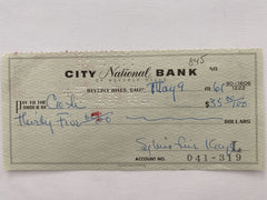 Sylvia Fine Kaye signed check