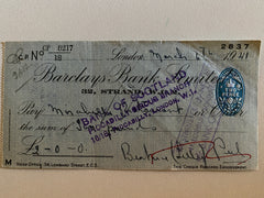 Beatrice Lillie, Lady Peel signed check