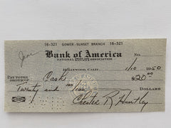 Chester Huntley signed check
