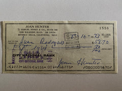 Joan Hunter signed check