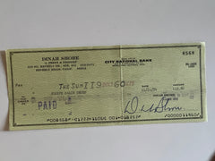 Dinah Shore signed check