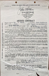 Dolly Dumplin Signed Vaudeville Artists Contract