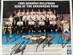 1995 Anaheim Bullfrogs signed team photo