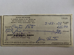 Joan Hunter signed check