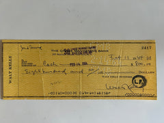 Walt Kelly signed check