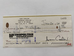 Sam Coslow signed check