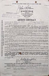 Dolly Dumplin Signed Vaudeville Artists Contract