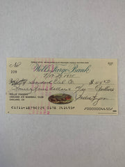 MLB superstar Rollie Fingers signed check