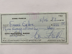 Bonnie Franklin signed check