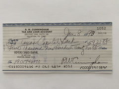 Walter Cunningham signed check