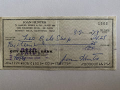 Joan Hunter signed check