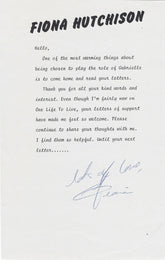 Guiding Light Fiona Hutchison signed letter