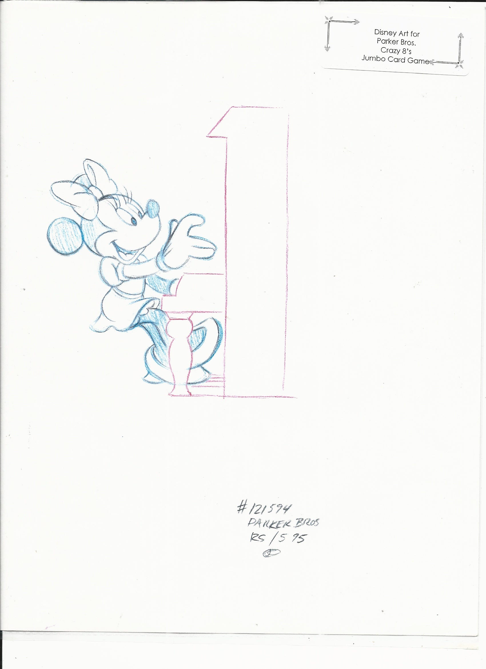 Disney Minnie Mouse original hand drawn art for Parker