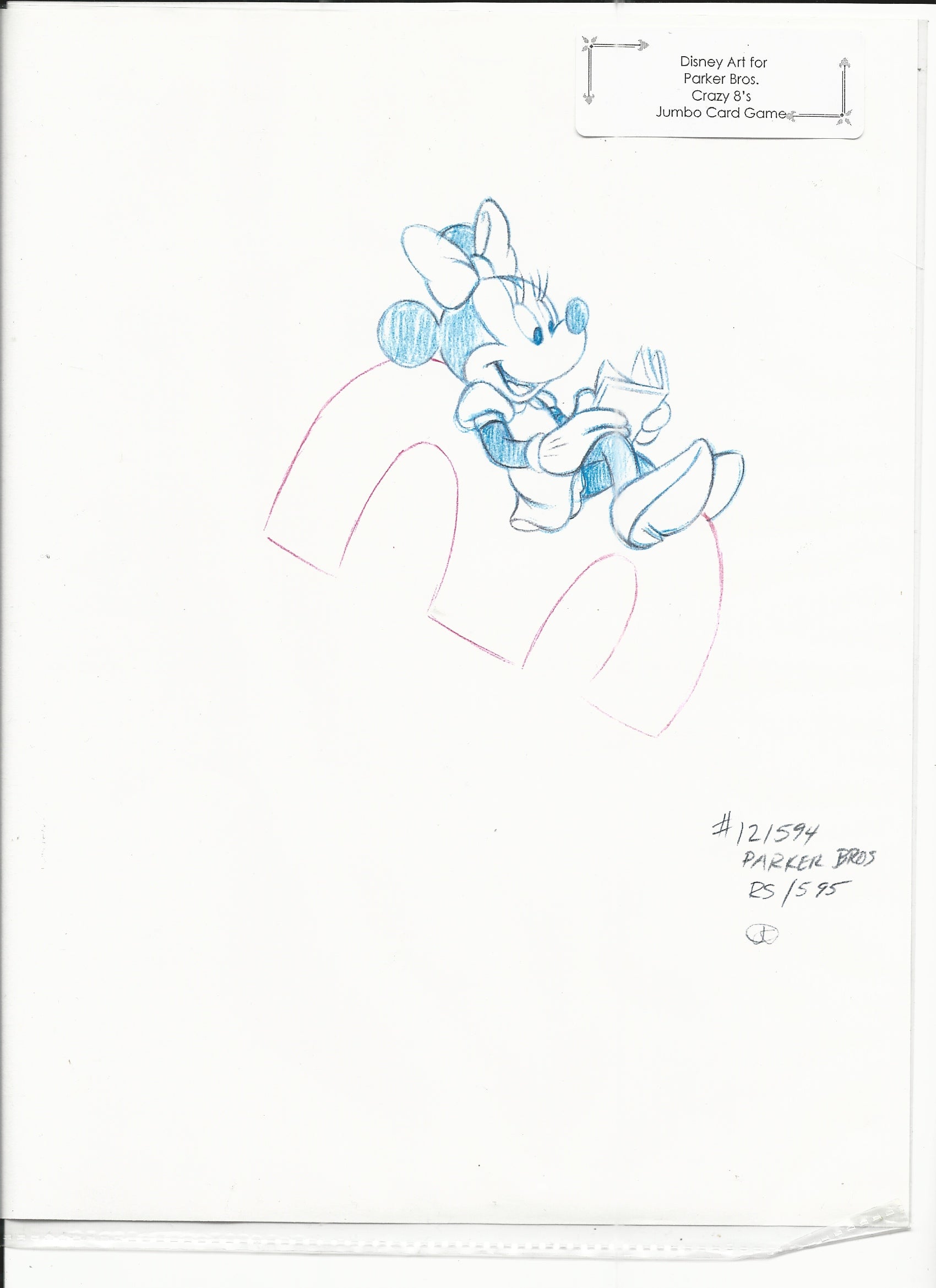 Disney Minnie Mouse original hand drawn art for Parker
