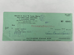 Sue Carol Ladd signed check