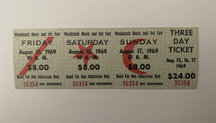 Woodstock Concert 3 day ticket Aug. 15,16,17 1969