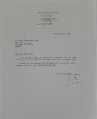 Marquess of Bath signed letter