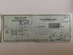 Rod Taylor signed check