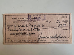 Jessica Walter signed check