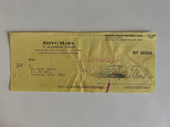Zeppo Marx signed check