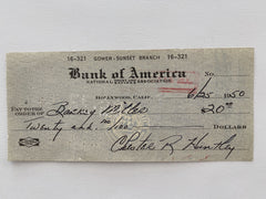 Chester Huntley signed check