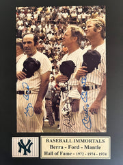 Yogi Berra, Whitey Ford and Mickey Mantle signed photo