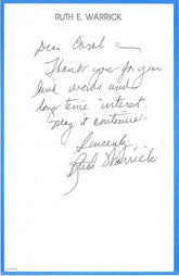 Old Yeller Ruth Warrick signed letter
