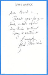 Old Yeller Ruth Warrick signed letter